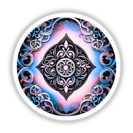 Shield of Knowledge: A circular, intricate fractal design, capturing psychedelic art elements, available as stickers or digital artwork. Ideal for fans of unique, creative expressions from Decal Venue.