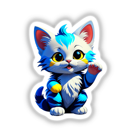 A Cute Little Kitten cartoon with big eyes, offered as stickers or digital artwork, showcasing a playful, furry design perfect for fans of unique Decal Venue creations.