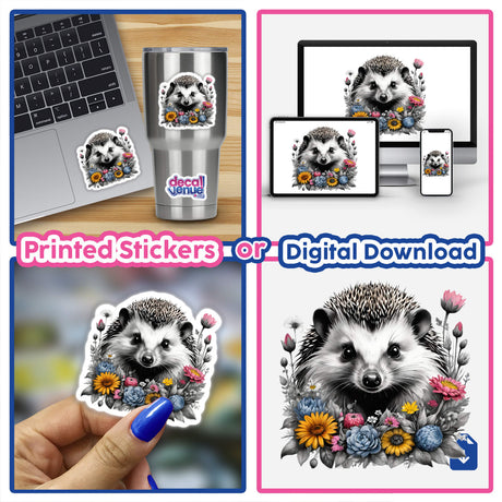 Hedgehog Portrait Floral Accents PA31