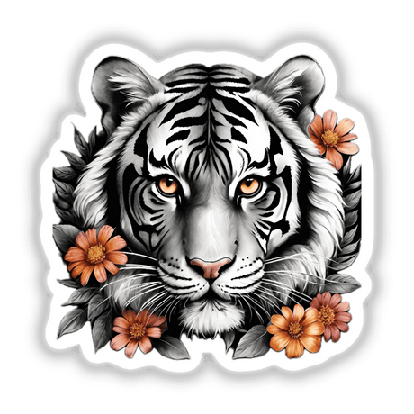 Tiger Portrait Floral Accents PA38