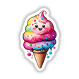 Happy ice cream cone cartoon with a smiling face, available as stickers or digital artwork from Decal Venue.