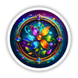 Shield of Affirmations: A circular artwork featuring a colorful flower with leaves and crystals, available as stickers or digital art from Decal Venue, showcasing unique and vibrant designs.