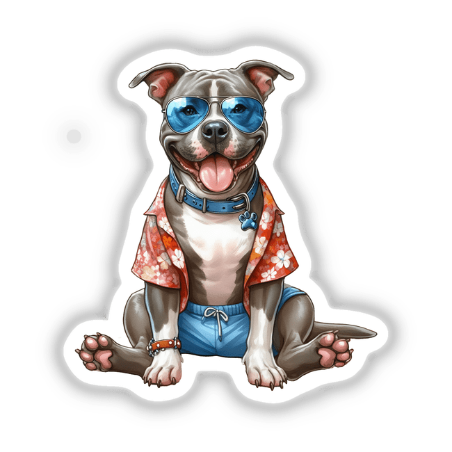 Hawaiian Shirt Pitbull Beach Dog Stickers | Decal Venue