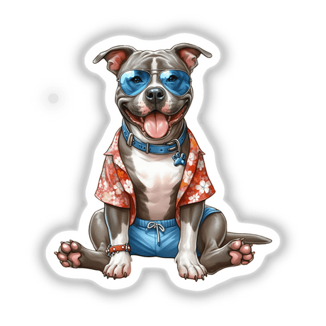 Hawaiian Shirt Pitbull Beach Dog