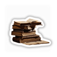 Ancient Books Stack Dark Academia Sticker, Clipart, Digital Download featuring a detailed illustration of a stack of old books, ideal for lovers of classic literature and vintage aesthetics.