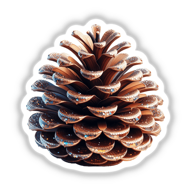 Close-up of Festive Decorative Pine Cone available as stickers or digital artwork, highlighting intricate textures and natural details.