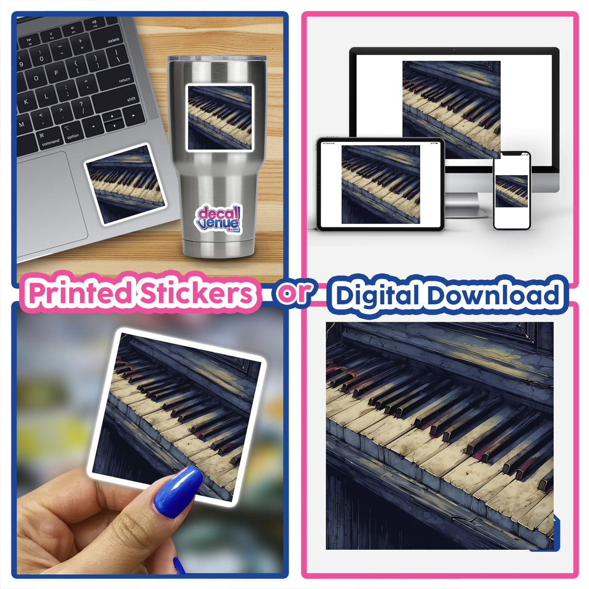 Gothic Piano Keys | Dark Academia Music Sticker featuring intricate piano key design, perfect for music enthusiasts. Available as stickers or digital artwork from Decal Venue, known for unique sticker creations.