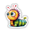 Quirky Caterpillar Cartoon Sticker | Fun and Cute Design features a playful cartoon caterpillar illustration, perfect for adding charm to any surface, available as a sticker or digital artwork.