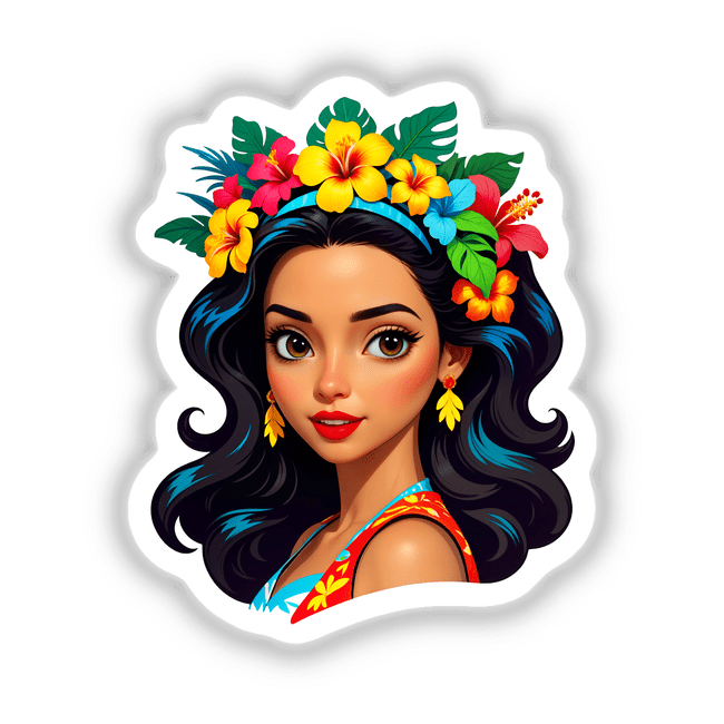 A Cute Hawaiian Girl With A Spring Flower Crown