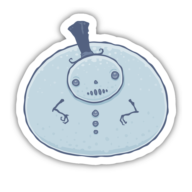 Pudgy Snowman cartoon sticker features a cheerful snowman with a hat, perfect for adding a whimsical touch to your collection. Available as part of a sticker pack or individually.