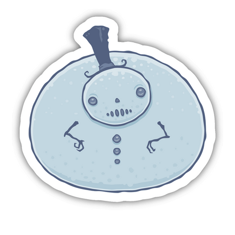 Pudgy Snowman cartoon sticker features a cheerful snowman with a hat, perfect for adding a whimsical touch to your collection. Available as part of a sticker pack or individually.