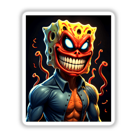 Alien Mutant Superhero Villain cartoon character with a large mouth, available as stickers or digital artwork. Perfect for fans of unique, bold designs from Decal Venue.