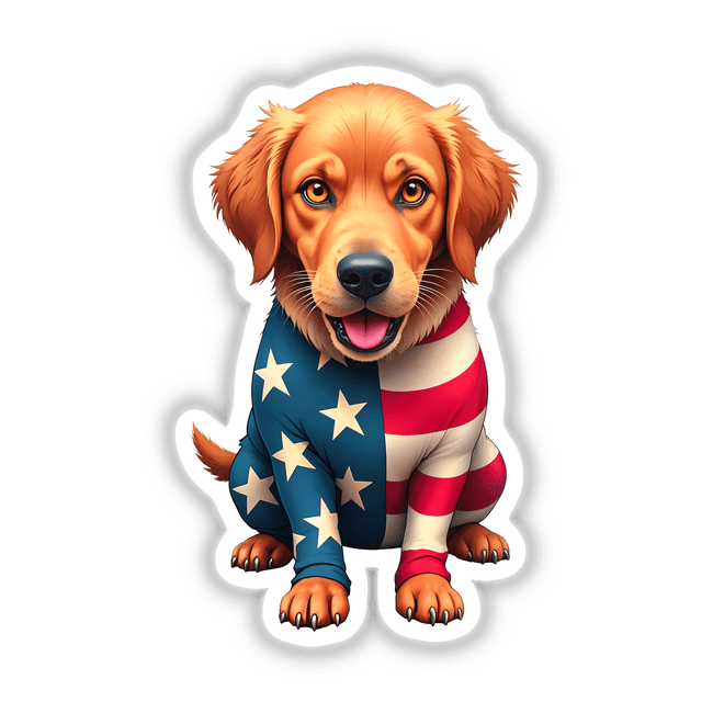 A Cool American Flag Golden Retriever