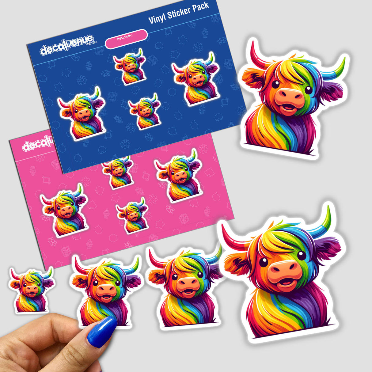 Highland Cow Rainbow Pride Background Removed