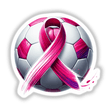 Soccer Ball Pink Ribbon Breast Cancer: A football adorned with a pink ribbon, available as stickers or digital artwork.