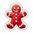 Gingerbread Man with Red Icing Festive Christmas Cookie, decorated with white and red frosting, available as stickers or digital artwork from Decal Venue.