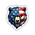 A Cool American Flag Bear illustration featuring a bear with stars painted across its body, available as stickers or digital artwork from Decal Venue.