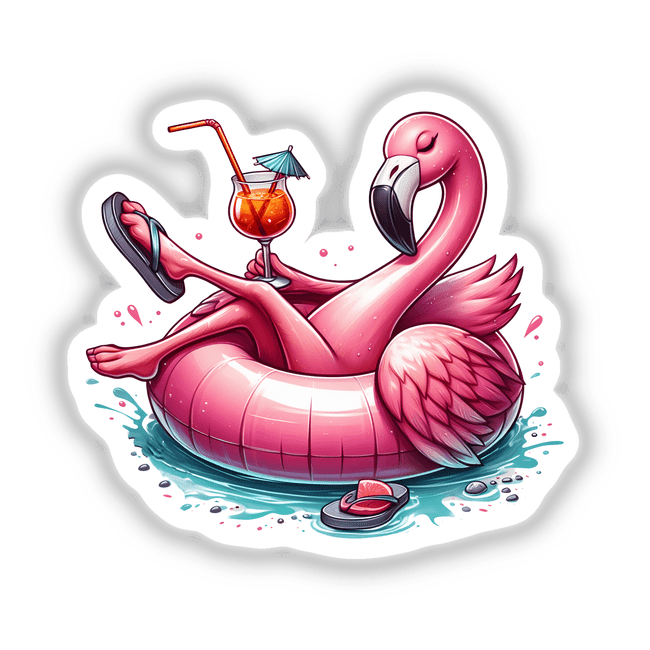 Lazy Pink Flamingo Bird on Float