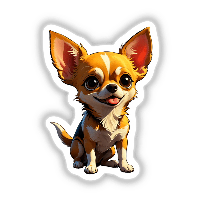 A Cute Chihuahua cartoon featuring big ears and a close-up of its nose, available as stickers or digital artwork from Decal Venue. Perfect for pet lovers and art enthusiasts.