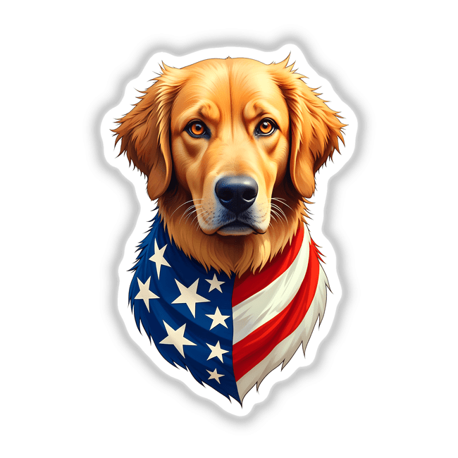 A Cool American Flag Golden Retriever