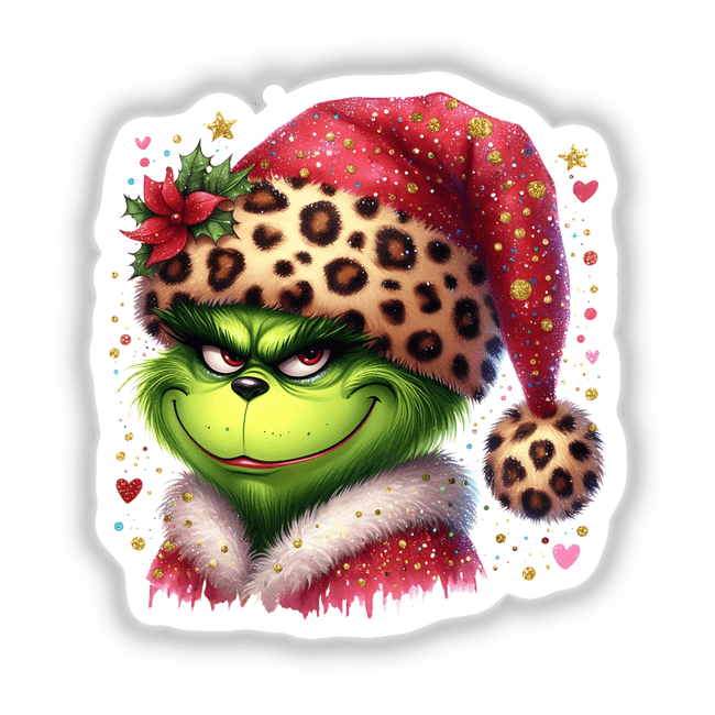 Green Grouch Glitter in Leopard Santa Hat II