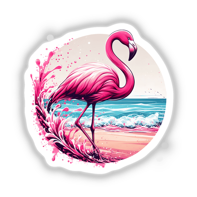 Flamingo Stickers with Beach Splash | Ella Designz – Decal Venue