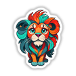 A Cute Little Lion illustrated in a vibrant cartoon style, available as stickers or digital artwork from Decal Venue, known for unique stickers and digital art.