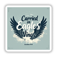 Carried on Eagles' Wings – Exodus 19:4 Christian Sticker or Clipart shows a logo with black wings and bold text, ideal for digital artwork or stickers with commercial rights.