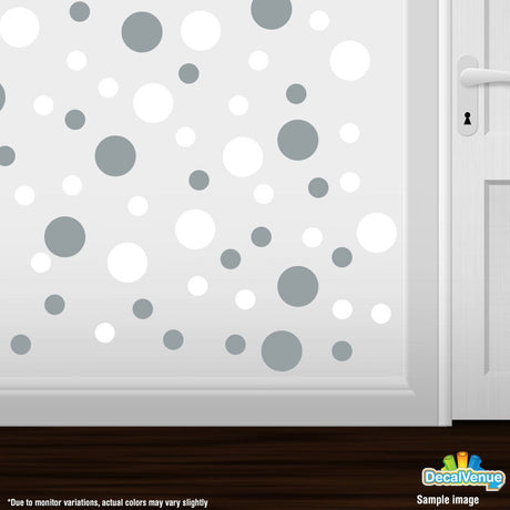 White / Metallic Silver Polka Dot Circles Wall Decals by Decal Venue Decal Venue