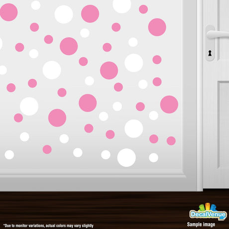 White / Pink Polka Dot Circles Wall Decals by Decal Venue Decal Venue