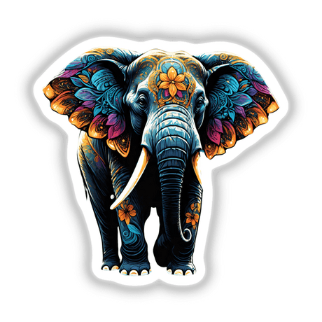 Colorful floral elephant portrait digital art