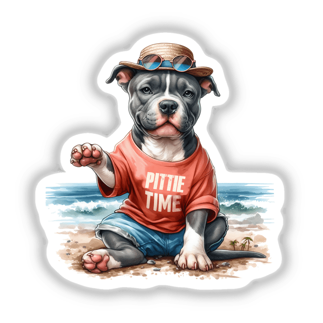 Pittie Time Pitbull Dog at Beach