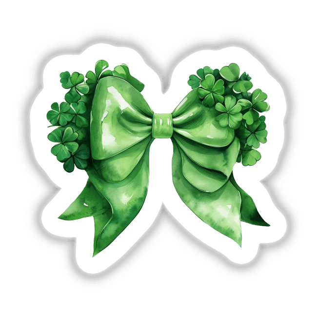 Watercolor Green Clover Coquette Bow