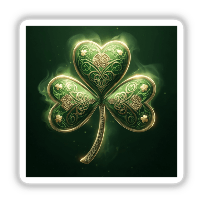 Celtic Shamrock – Green Clover with Gold Knotwork