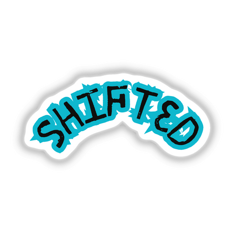 Shifted- in Aquamarine design features intricate blue and black graphics, available as stickers or digital artwork, perfect for unique decor from Decal Venue.