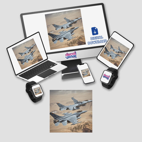 Hero Series 6 laptop and smartwatch stickers or digital artwork featuring images of fighter jets and airplanes in flight.