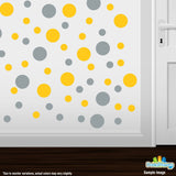 Yellow / Metallic Silver Polka Dot Circles Wall Decals by Decal Venue Decal Venue