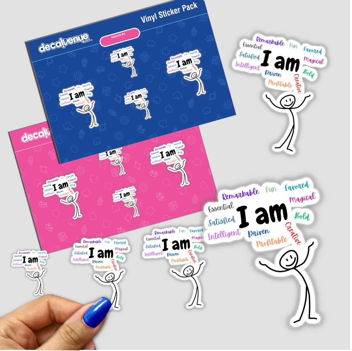 I Am Inspirational Quotes sticker featuring cartoon stick figures with motivational text, available as a sticker or digital artwork, perfect for adding unique, uplifting decoration from Decal Venue.