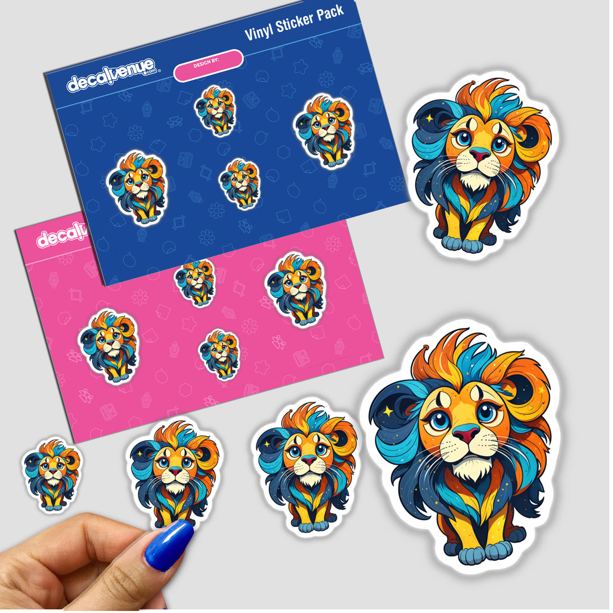 A Cute Little Lion sticker pack featuring various cartoon lion designs, perfect for adding a playful touch to any surface. Available as stickers or digital artwork from Decal Venue.