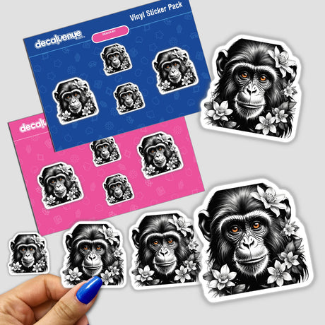 Monkey Portrait Floral Accents PA36