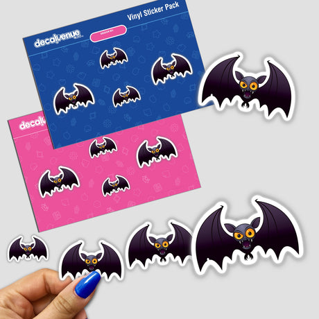 Halloween Vampire Bat stickers featuring cartoon bats with wings, perfect for decoration. These unique decals from Decal Venue add a spooky touch to any surface.