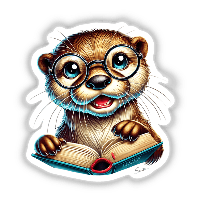 Otter With Reading Glasses Open Book