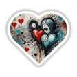 Heart Shaped Abstract Love: A heart featuring a painted woman and hearts, available as stickers or digital artwork, epitomizing unique artistic expression.