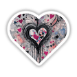 Heart Shape Lyrical Abstract Love: a dynamic artwork featuring layered black and pink heart motifs, available as stickers or digital artwork, embodying a creative and unique design from Decal Venue.