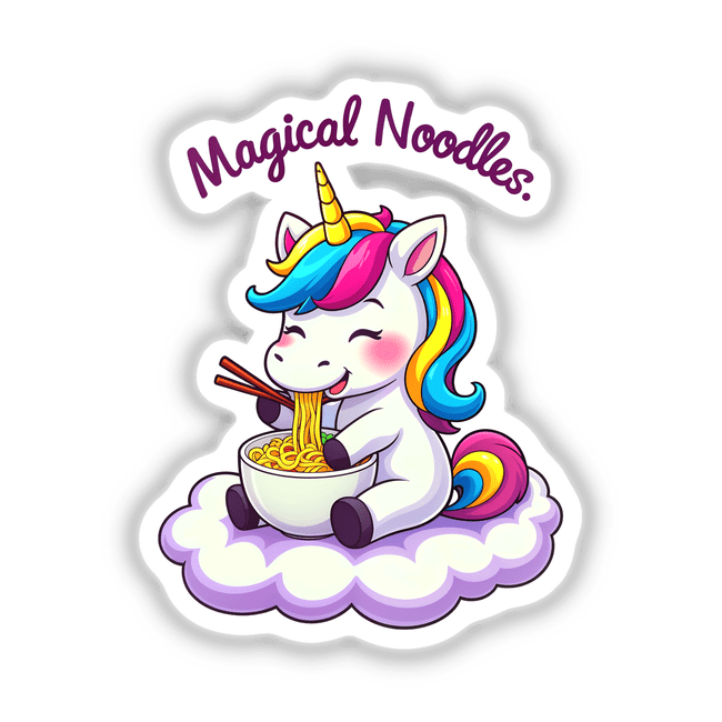 A Cute Unicorn Eating Magical Noodles