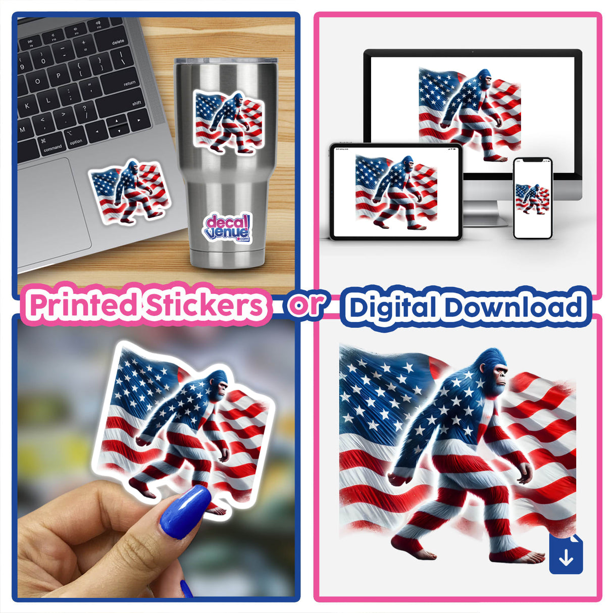 Patriotic Sasquatch American Flag Stars Stripes