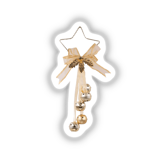 Gold star-shaped Christmas decoration with jingle bells