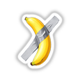 Funny Banana Taped Art: Image of a banana humorously secured with duct tape, available as unique stickers or digital artwork from Decal Venue, showcasing their quirky and distinctive product offerings.