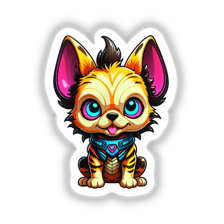 Cute Puppy From Outer Space: A cartoon dog with blue eyes and a black nose, available as stickers or digital artwork. Perfect for fans of unique designs and whimsical animal illustrations.