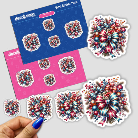 Colorful Christmas floral bouquet digital artwork stickers displayed on Decal Venue's vinyl sticker pack. The stickers feature vibrant poinsettia flowers and berries in a festive holiday design.